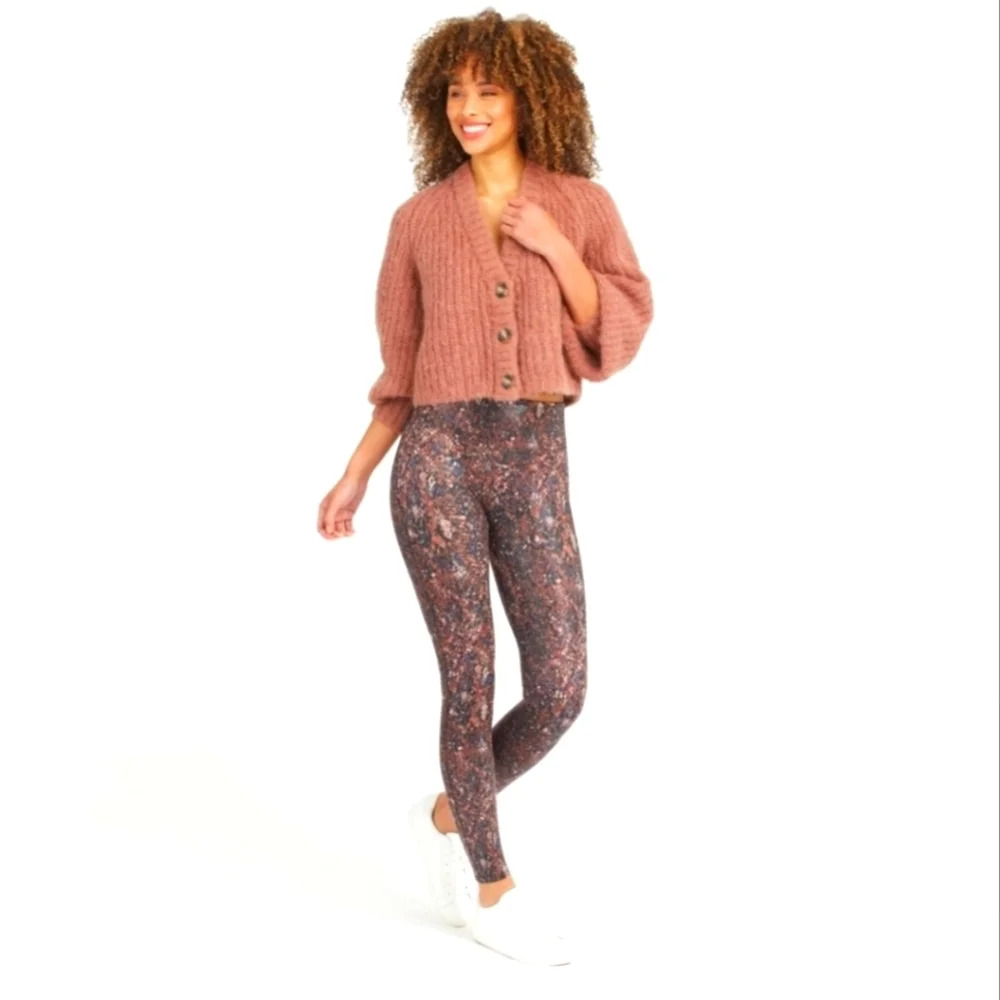 SPANX Faux Leather Snake Shine Leggings Mocha SzXL